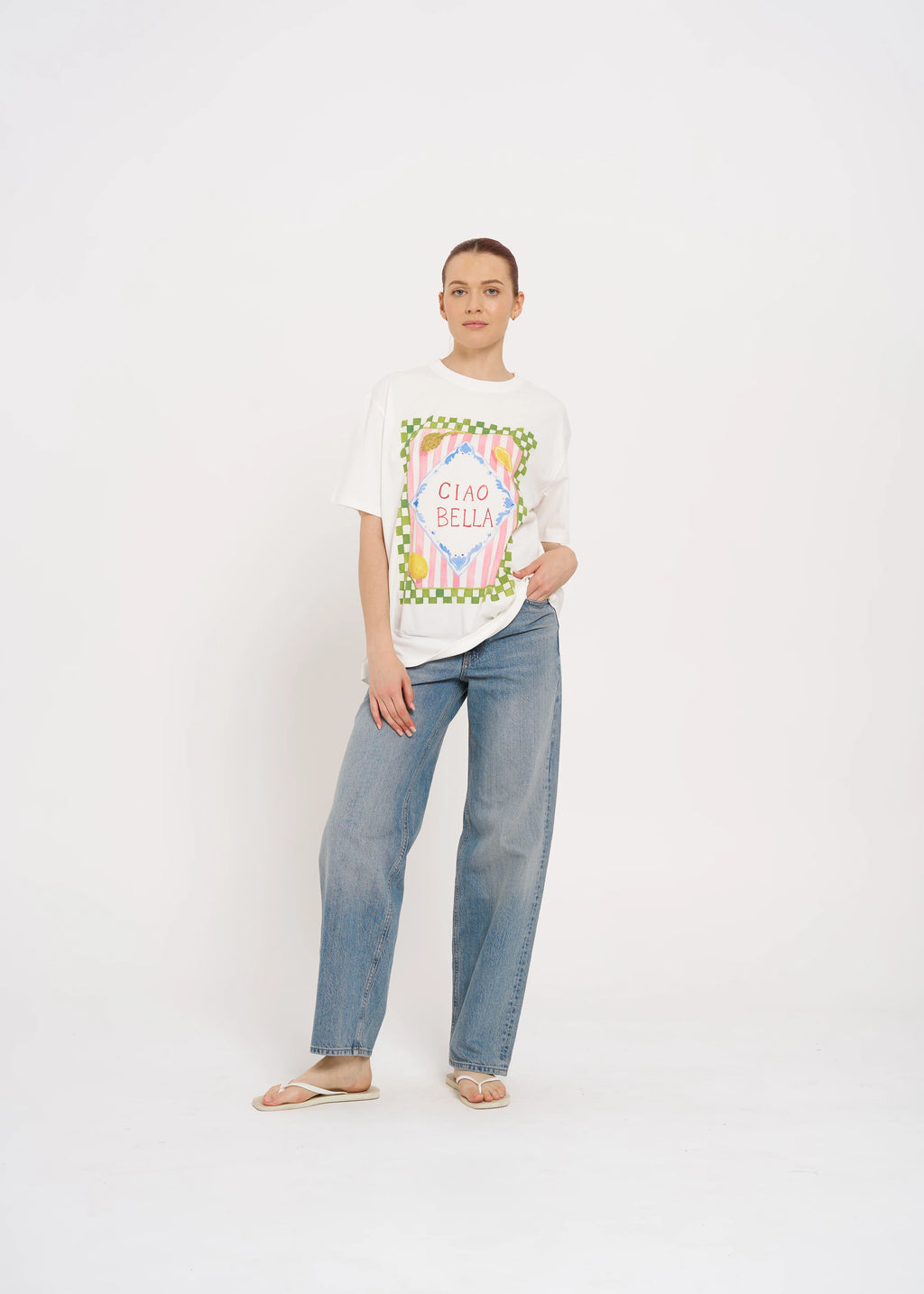 CIAO BELLA OVERSIZE TEE - WHITE - MAKU