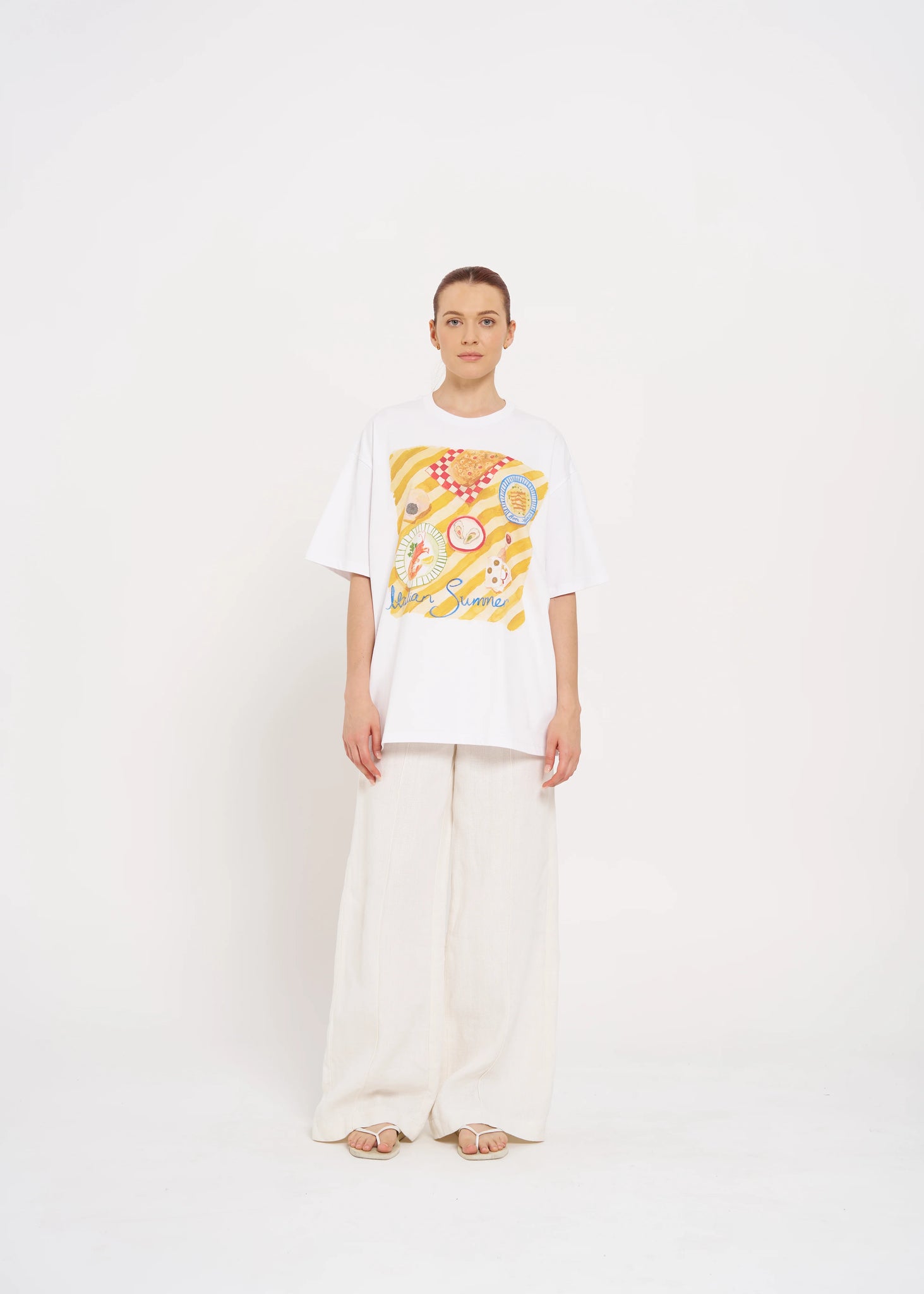 ITALIAN SUMMER OVERSIZE TEE - WHITE - MAKU