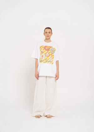 ITALIAN SUMMER OVERSIZE TEE - WHITE - MAKU