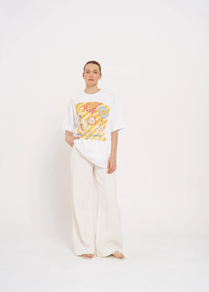 ITALIAN SUMMER OVERSIZE TEE - WHITE - MAKU