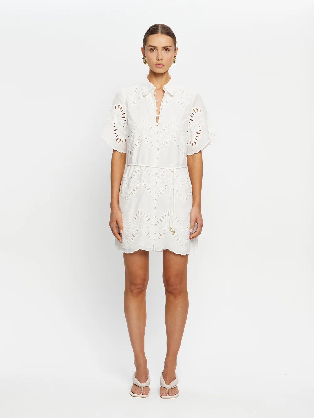 DANIELLE MINI SHIRT DRESS - IVORY - KIVARI