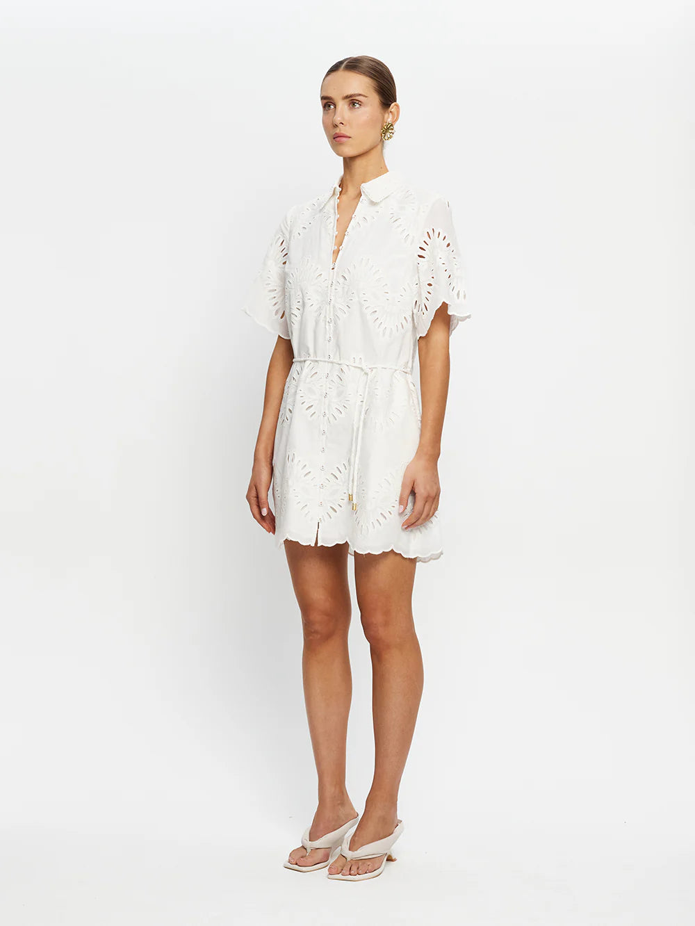 DANIELLE MINI SHIRT DRESS - IVORY - KIVARI