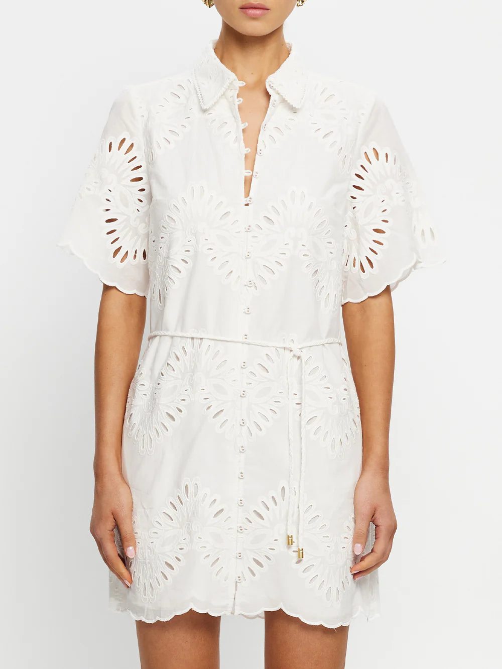 DANIELLE MINI SHIRT DRESS - IVORY - KIVARI