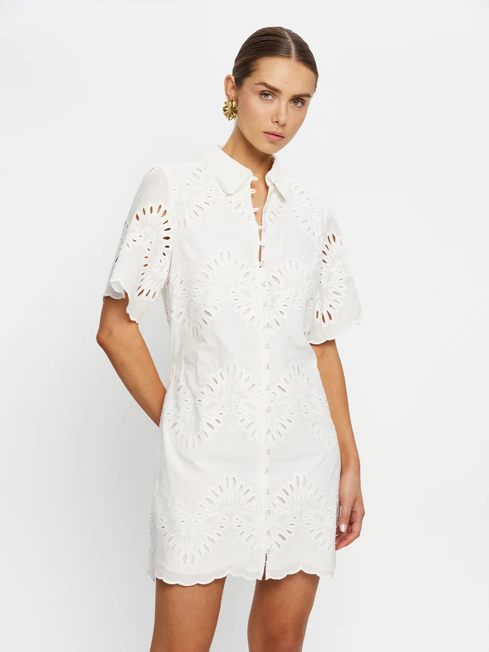 DANIELLE MINI SHIRT DRESS - IVORY - KIVARI