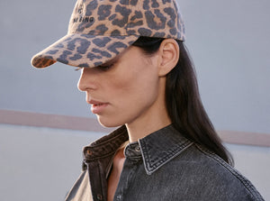JEREMY BASEBALL CAP -  BLACK AND BROWN LEOPARD - ANINE BING