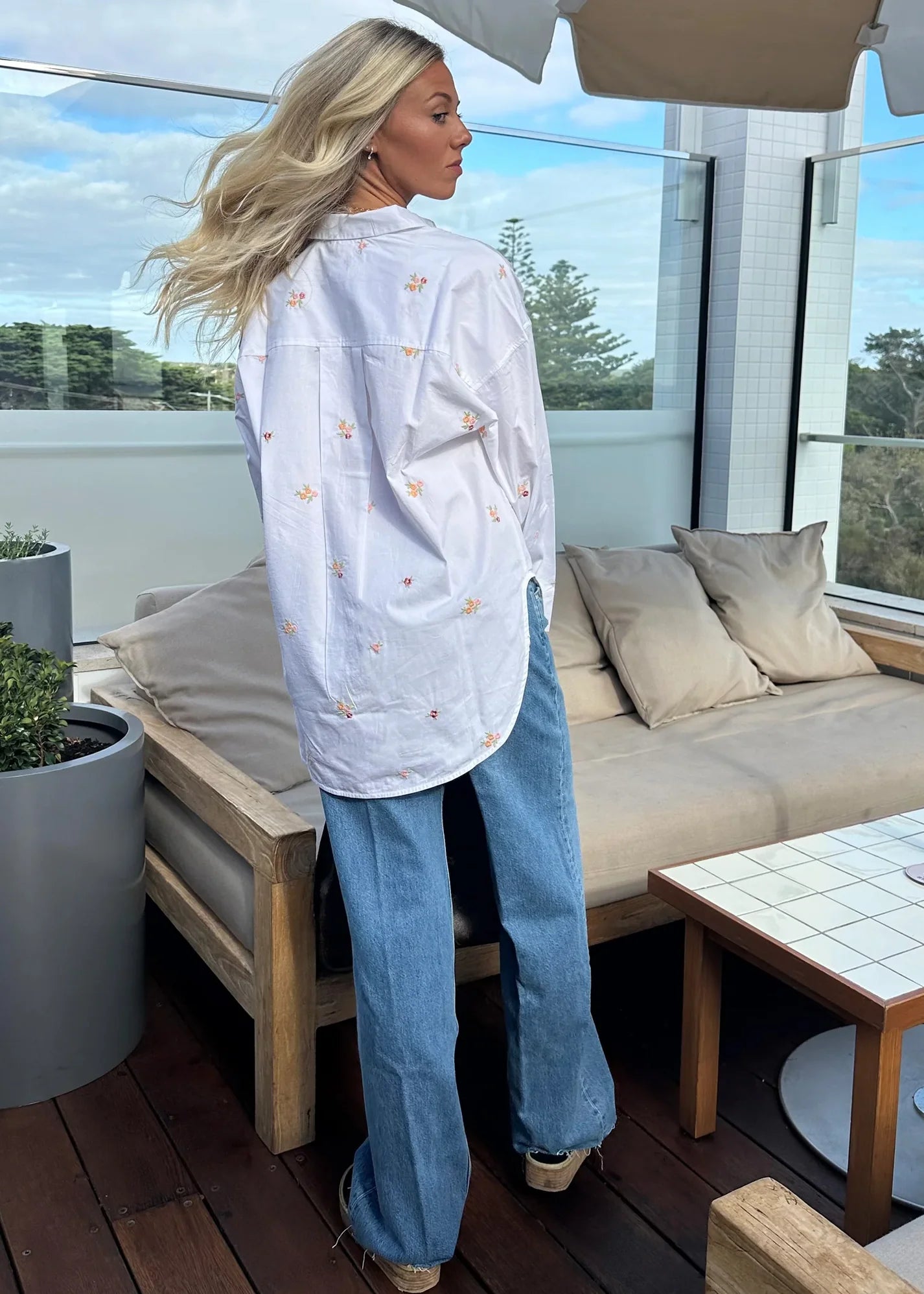 DITSY EMBROIDERED SHIRT - SHERBET -  SAY THE LABEL