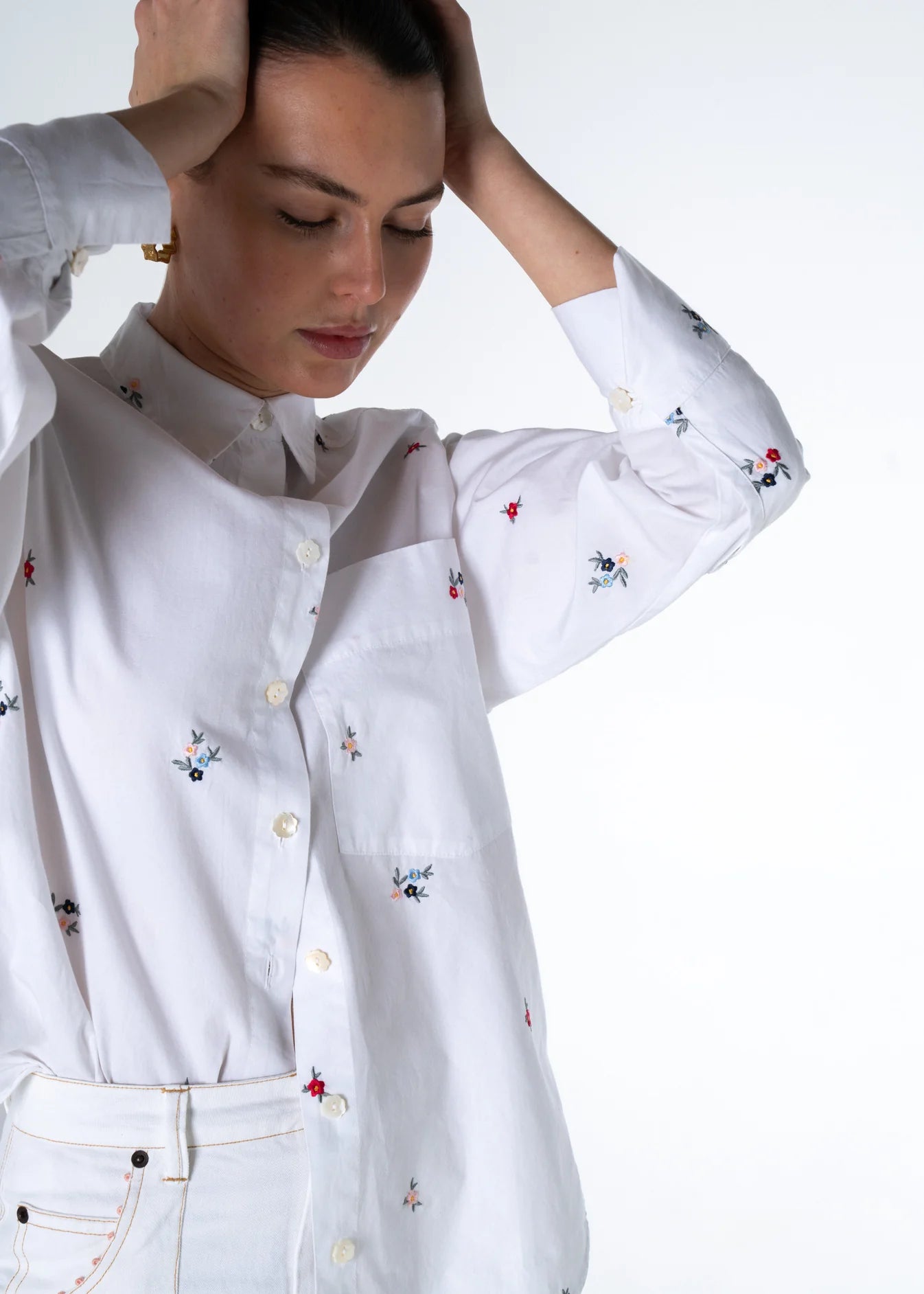 DITSY EMBROIDERED SHIRT - BLUE - SAY THE LABEL