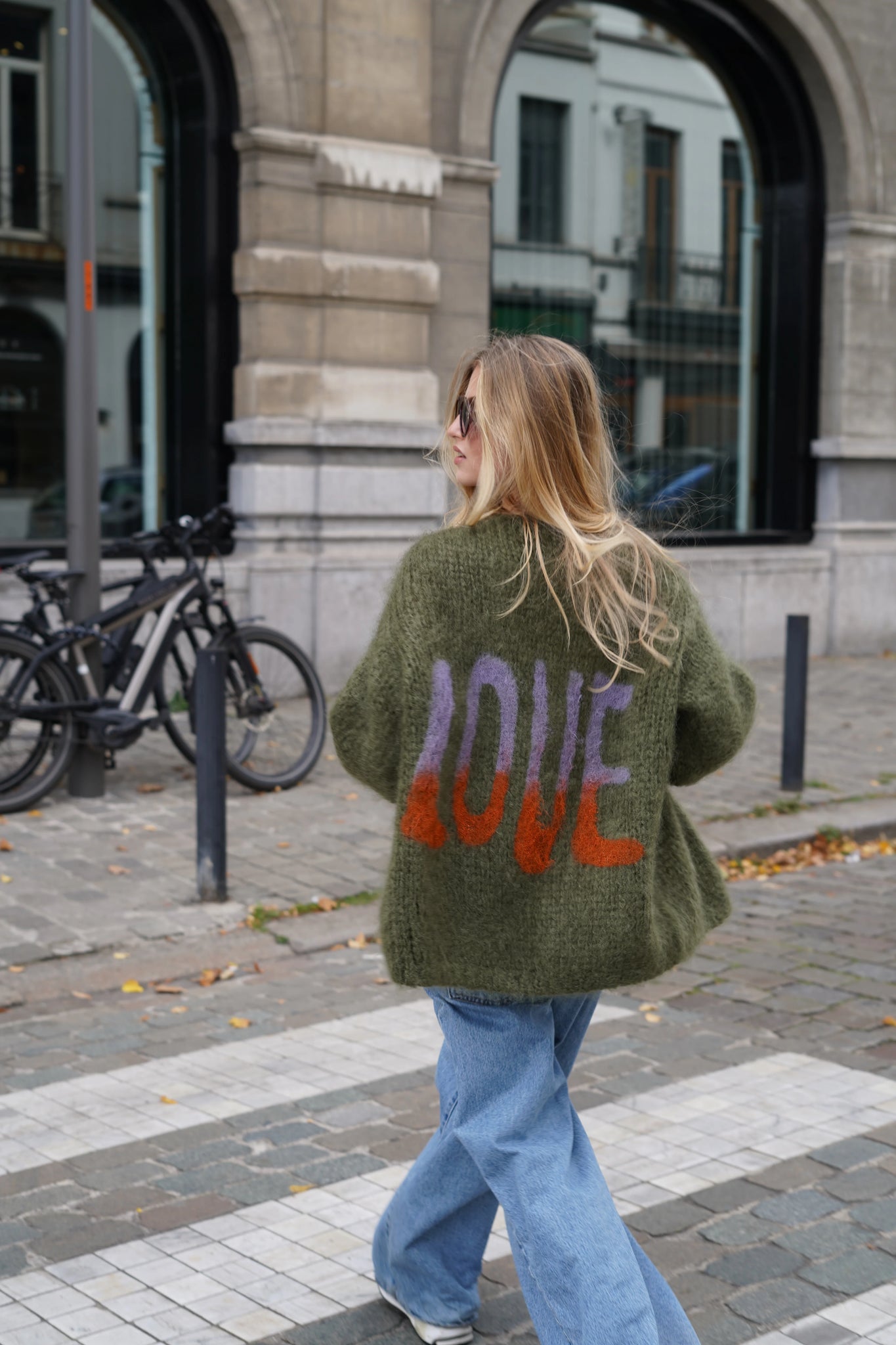 CHARLOTTE MOHAIR CARDIGAN - GRAFFITI KHAKI - LES TRICOTS D'O