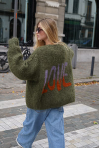 CHARLOTTE MOHAIR CARDIGAN - GRAFFITI KHAKI - LES TRICOTS D'O