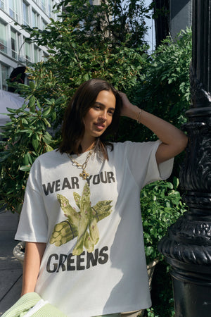 WEAR YOUR GREENS OVERSIZED TEE  - WHITE - MAKU