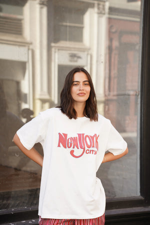 NEW YORK OVERSIZED TEE  - WHITE - MAKU