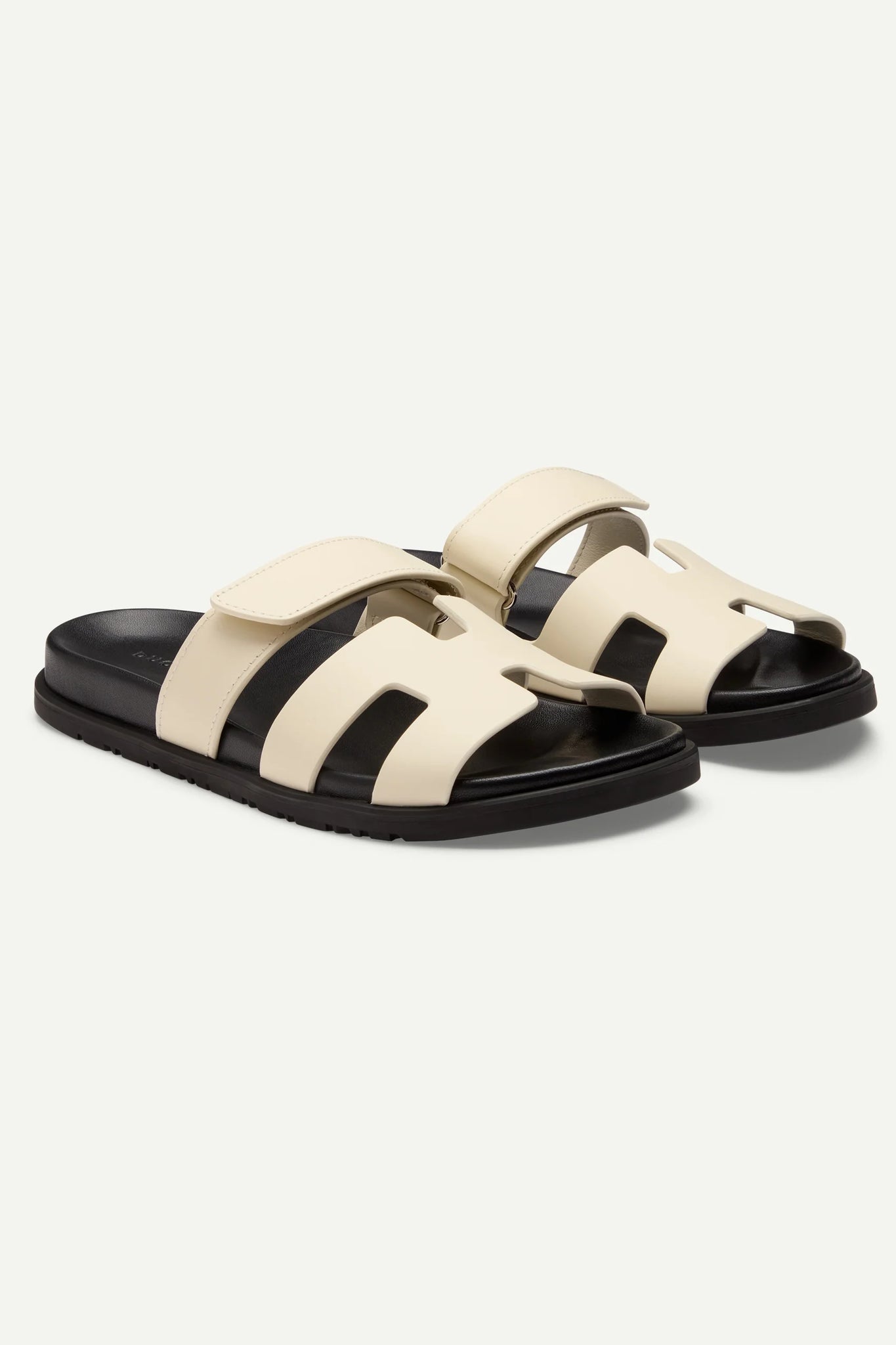 HARLEY LEATHER SLIDES - CREAM - DUCIE LONDON