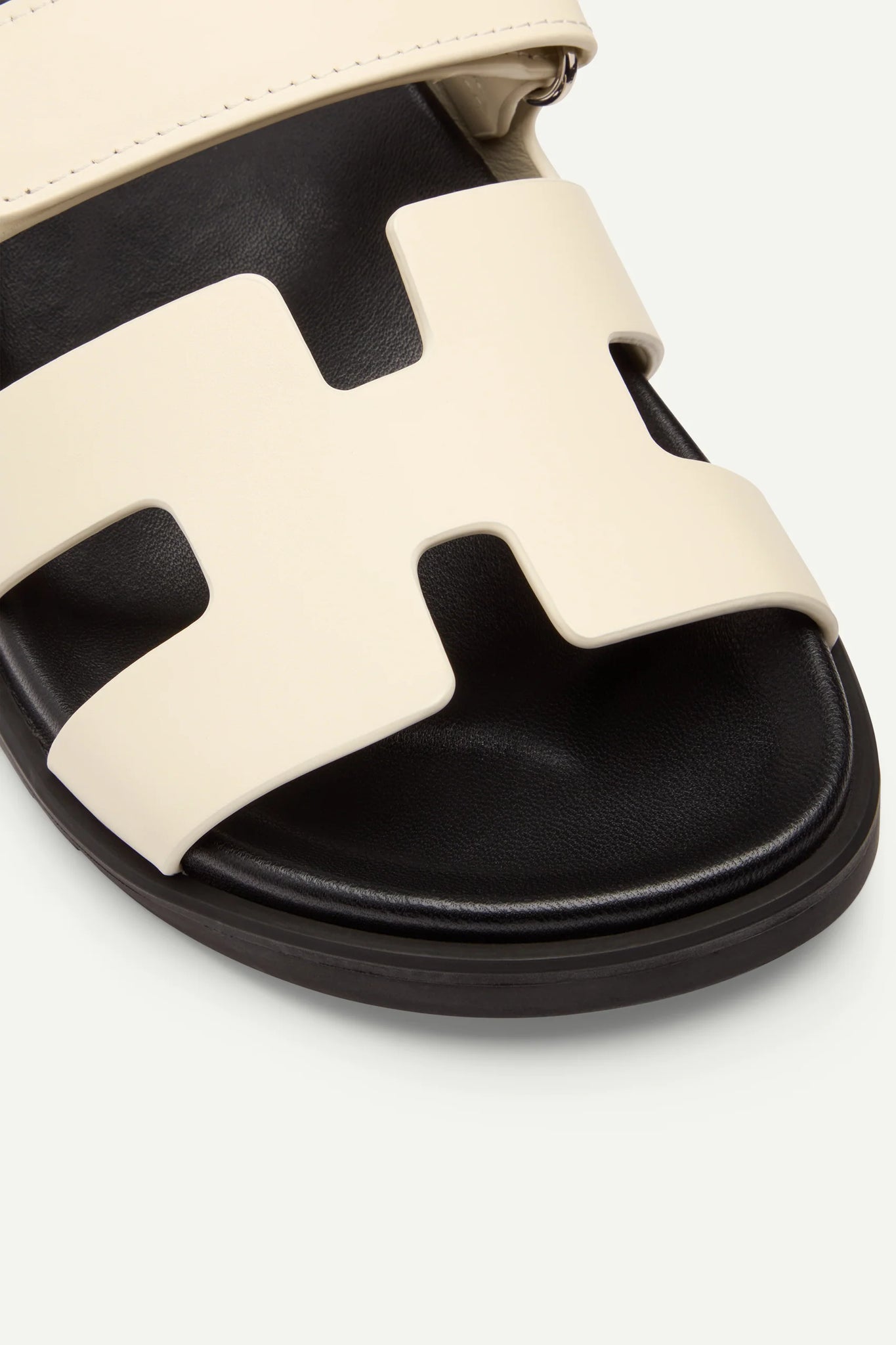 HARLEY LEATHER SLIDES - CREAM - DUCIE LONDON