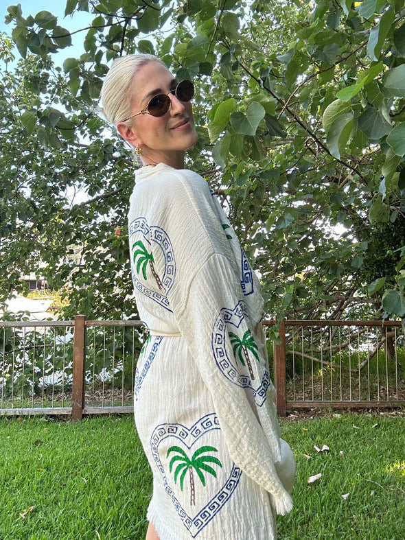 MIDI ROBE PALM TREE - NATURAL - CIE CIE