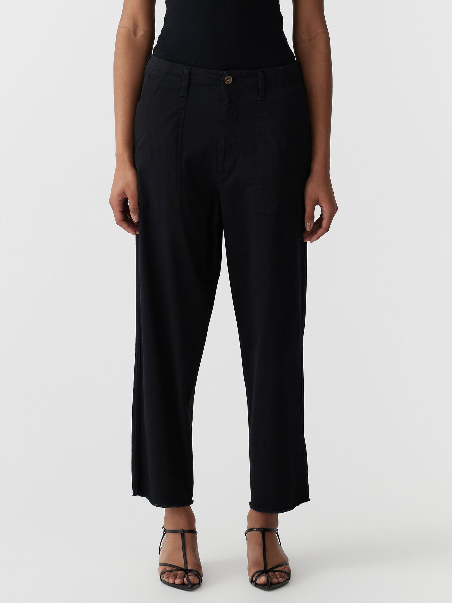 STRETCH COTTON RELAXED PANT - BLACK - BASSIKE