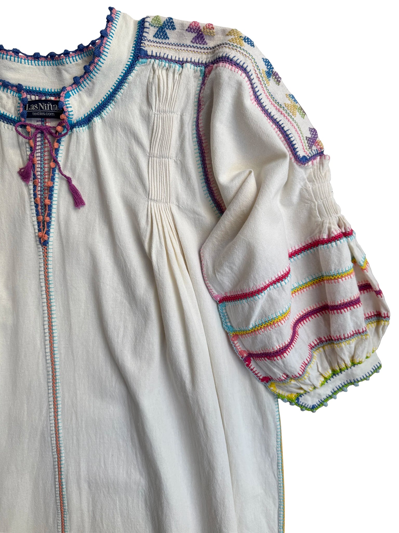ESPANOLA DRESS LONG SLEEVE - CREAM / MULTI - LAS NINAS