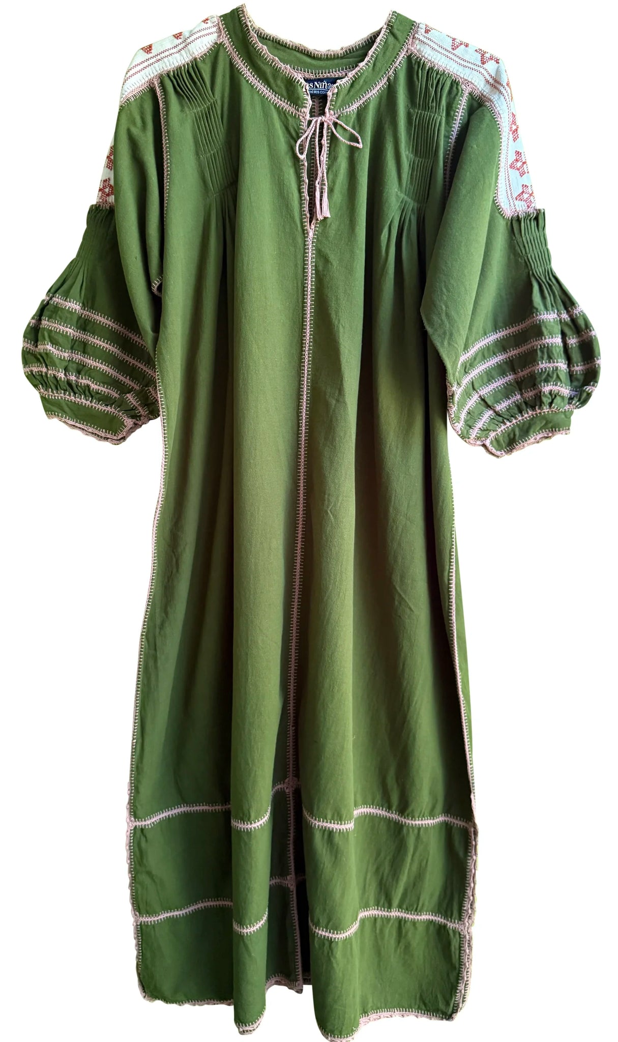 ESPANOLA DRESS LONG SLEEVE - MOSS GREEN  / CAFE CROCHET - LAS NINAS