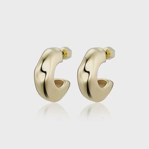 HAMMERED CHUBBY HOOPS - GOLD - F AND H JEWELLERY