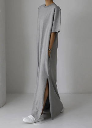 LOU OVERSIZED TEE DRESS - HEATHER GREY - FRANKIE SHOP