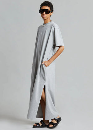 LOU OVERSIZED TEE DRESS - HEATHER GREY - FRANKIE SHOP