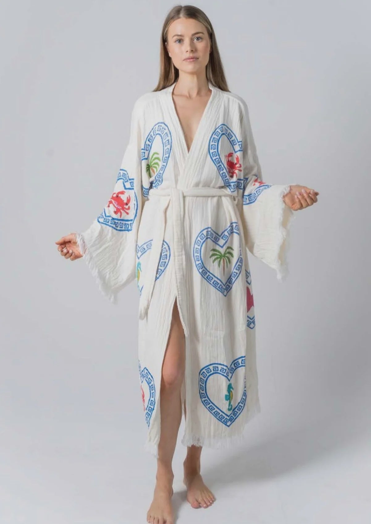 LONG ROBE  - NATURAL / MULTI MOTIF - CIE CIE