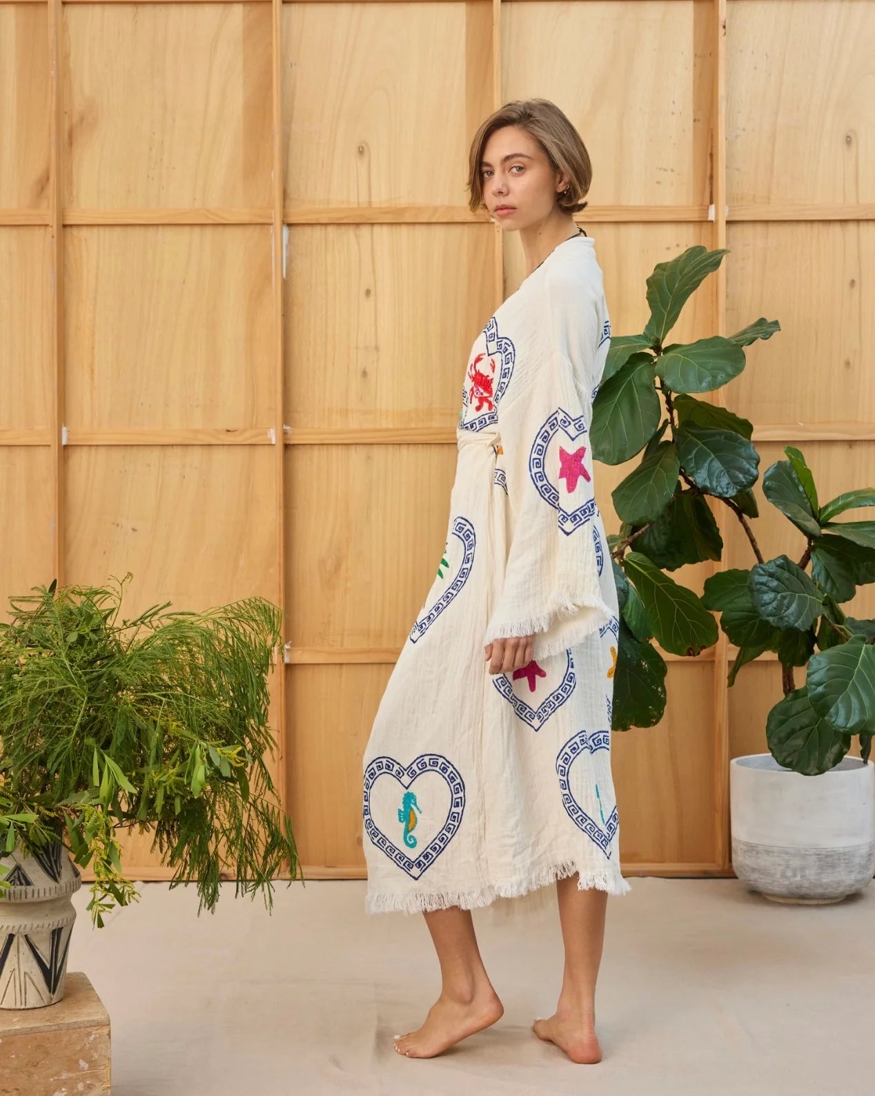 LONG ROBE  - NATURAL / MULTI MOTIF - CIE CIE