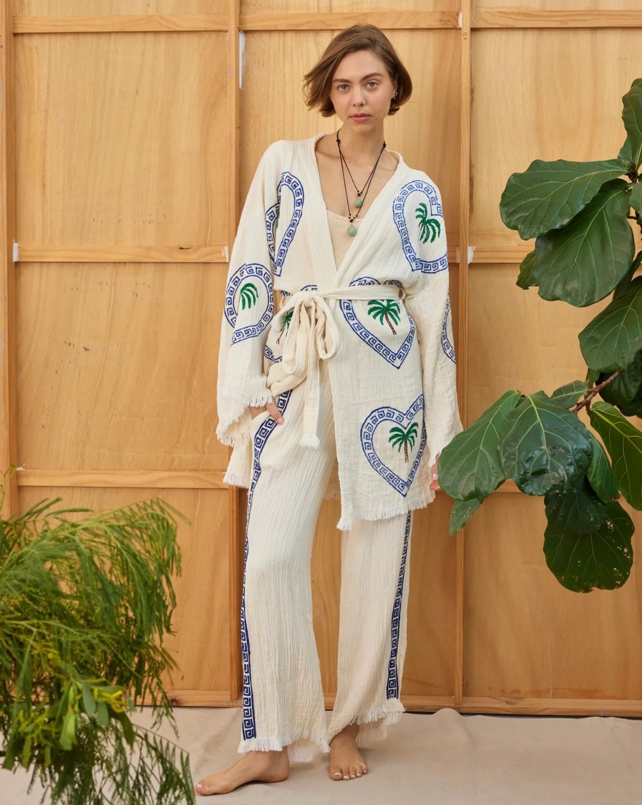 MIDI ROBE PALM TREE - NATURAL - CIE CIE