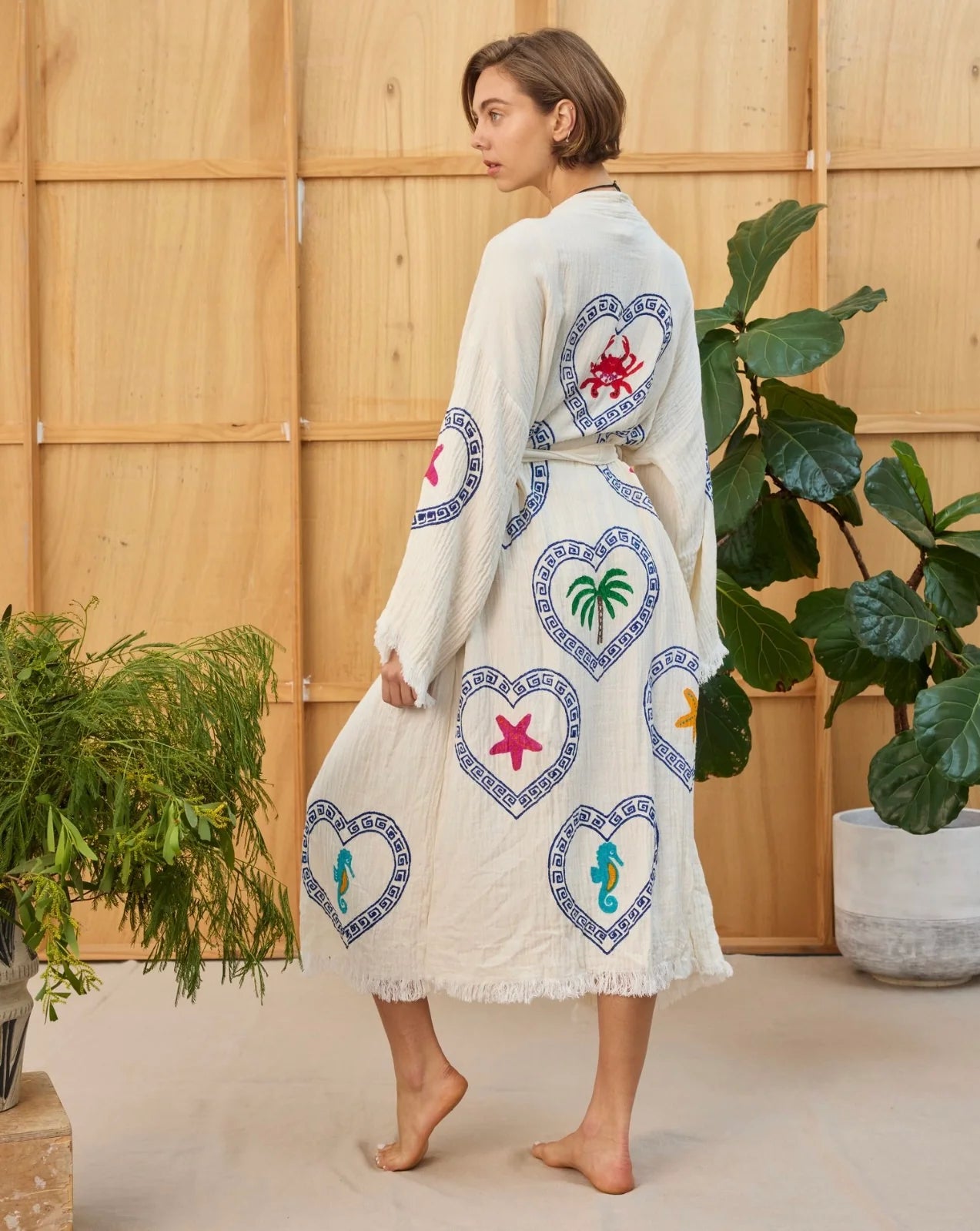LONG ROBE  - NATURAL / MULTI MOTIF - CIE CIE