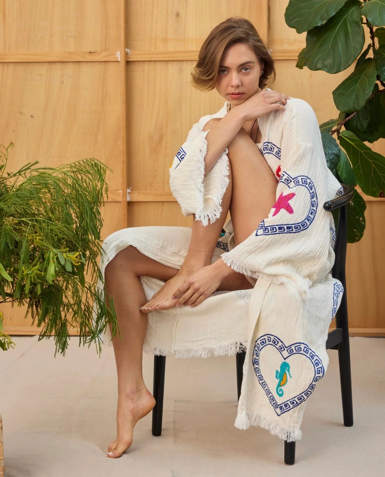 LONG ROBE  - NATURAL / MULTI MOTIF - CIE CIE