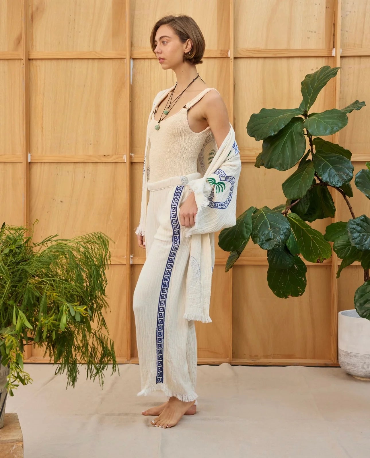 MIDI ROBE PALM TREE - NATURAL - CIE CIE