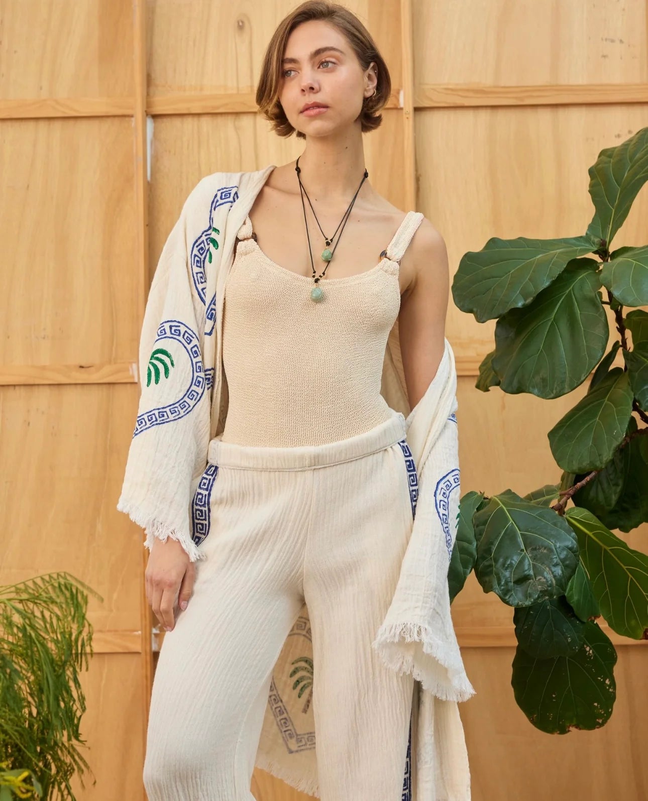 MIDI ROBE PALM TREE - NATURAL - CIE CIE