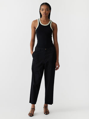 STRETCH COTTON RELAXED PANT - BLACK - BASSIKE