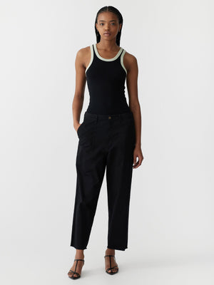 STRETCH COTTON RELAXED PANT - BLACK - BASSIKE