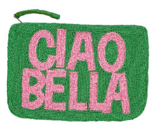 CIAO BELLA BEADED CLUTCH - GREEN LIGHT PINK - THE JACKSONS