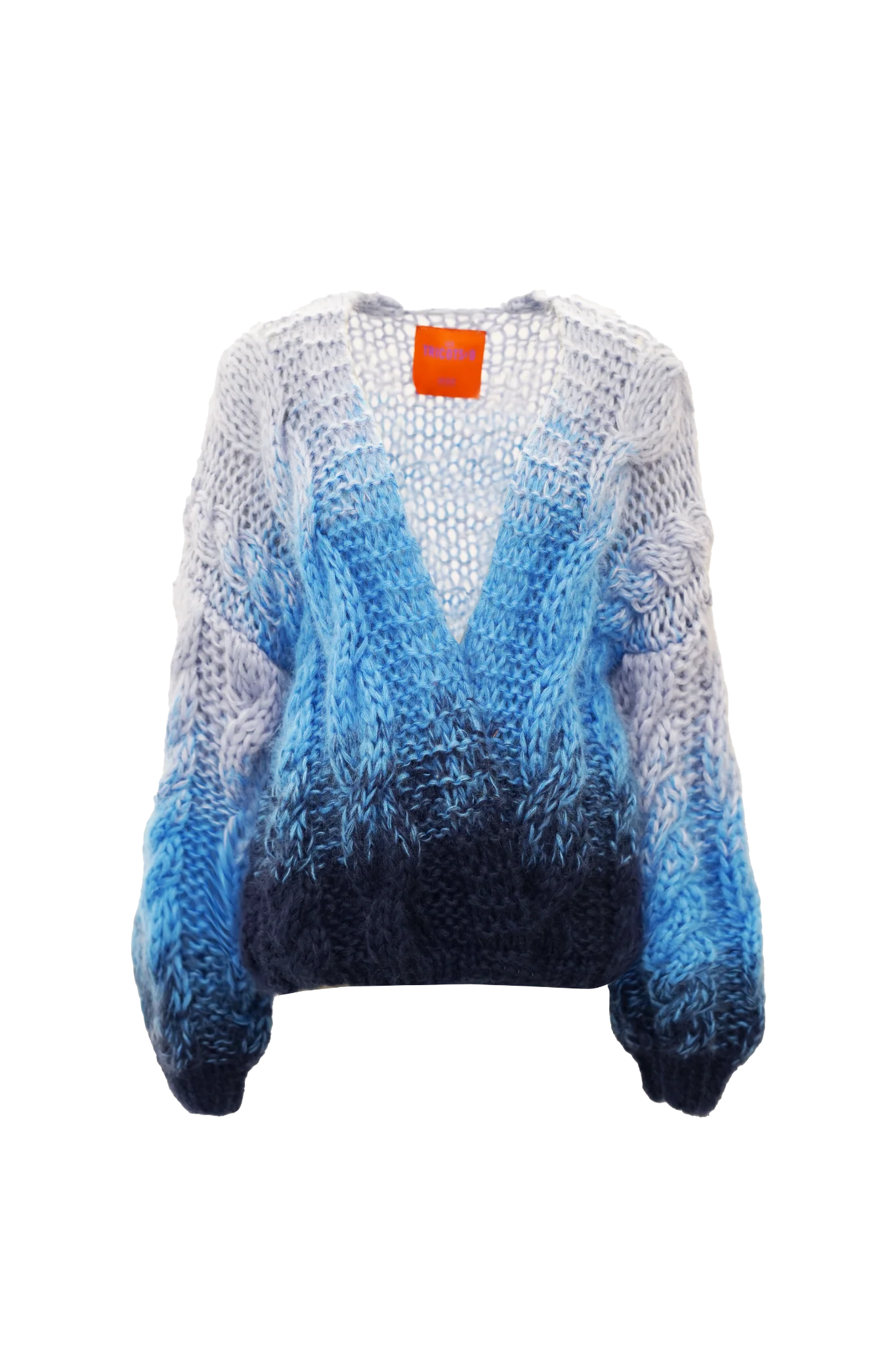 AMELIE CARDIGAN SHORT CABLE DEGRADÉ - NAVY / JEANS BLUE / PASTEL BLUE - LES TRICOTS D'O