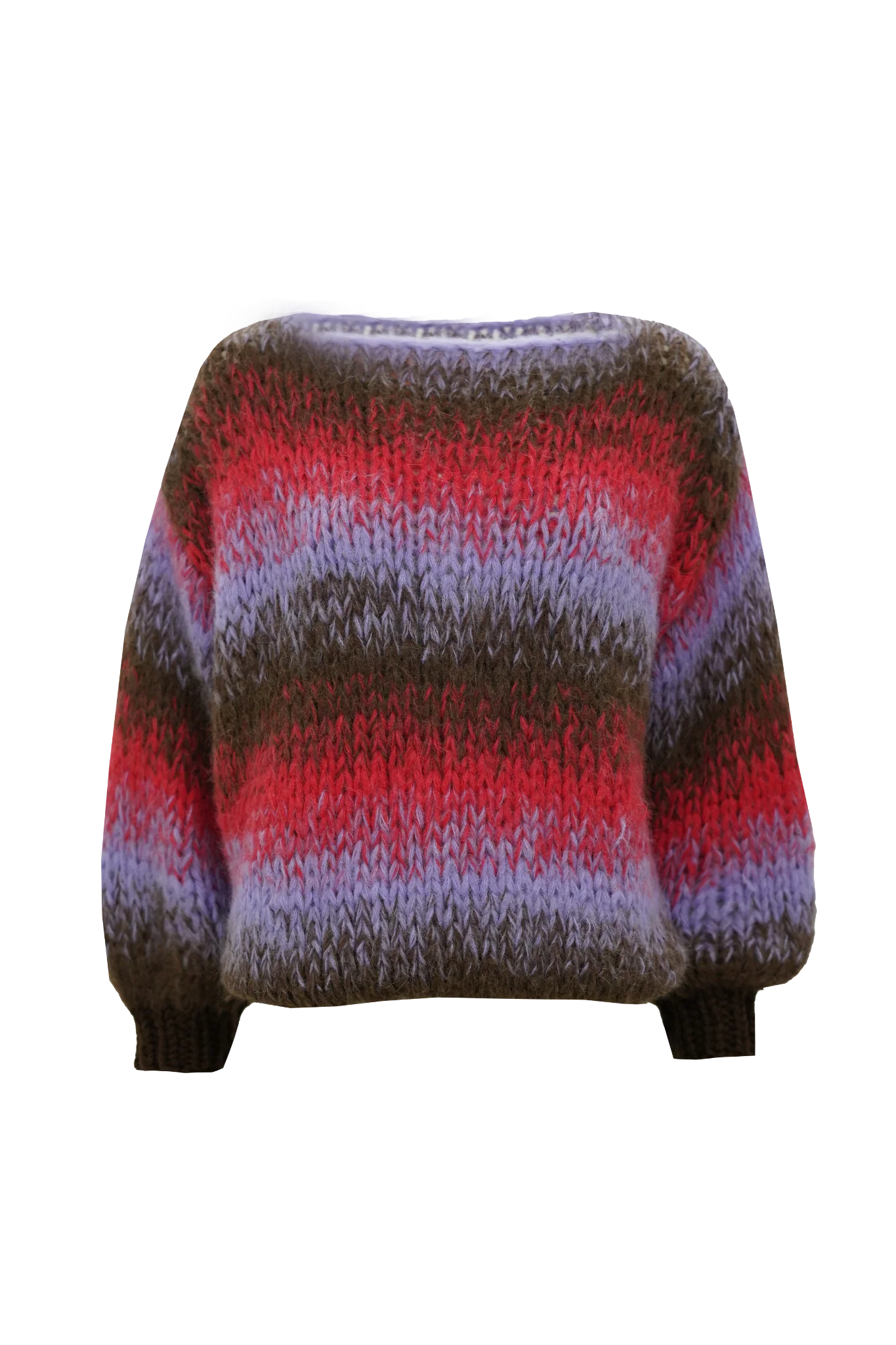OLIVIA PULLOVER ROUND NECK DEGRADÉ - BROWN / RED / LILAC - LES TRICOTS D'O