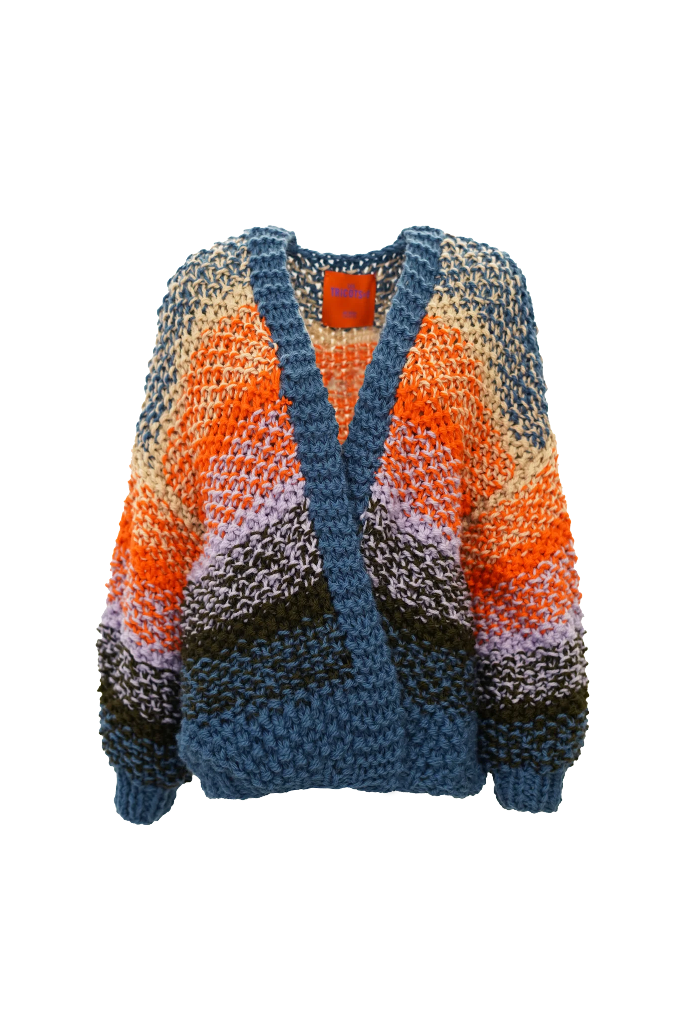 RACHEL CARDIGAN RICE DEGRADE - ORANGE / LILAC / BROWN / BLUE - LES TRICOTS D'O