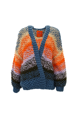 RACHEL CARDIGAN RICE DEGRADE - ORANGE / LILAC / BROWN / BLUE - LES TRICOTS D'O