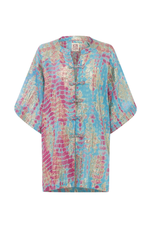 HANABI BERRY BLOUSE - BLUE PINK TIE DYE - KINGA CSILLA