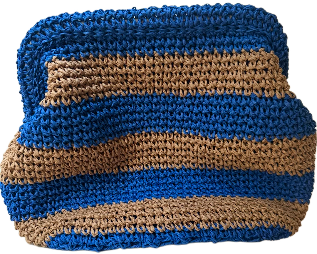 RAFFIA HANDWOVEN CLUTCH BAG-  TAN/AZURE - CIE CIE