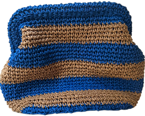 RAFFIA HANDWOVEN CLUTCH BAG-  TAN/AZURE - CIE CIE