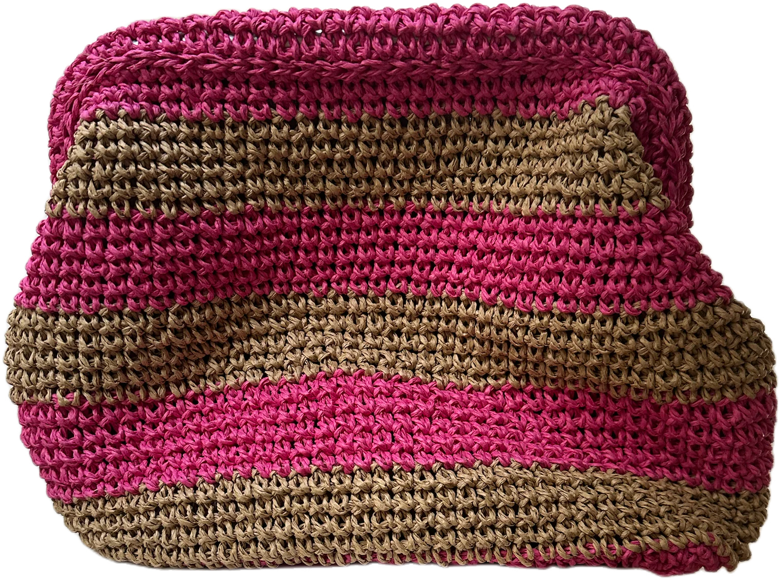 RAFFIA HANDWOVEN CLUTCH BAG -  TAN/PINK - CIE CIE