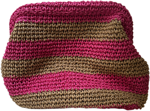 RAFFIA HANDWOVEN CLUTCH BAG -  TAN/PINK - CIE CIE