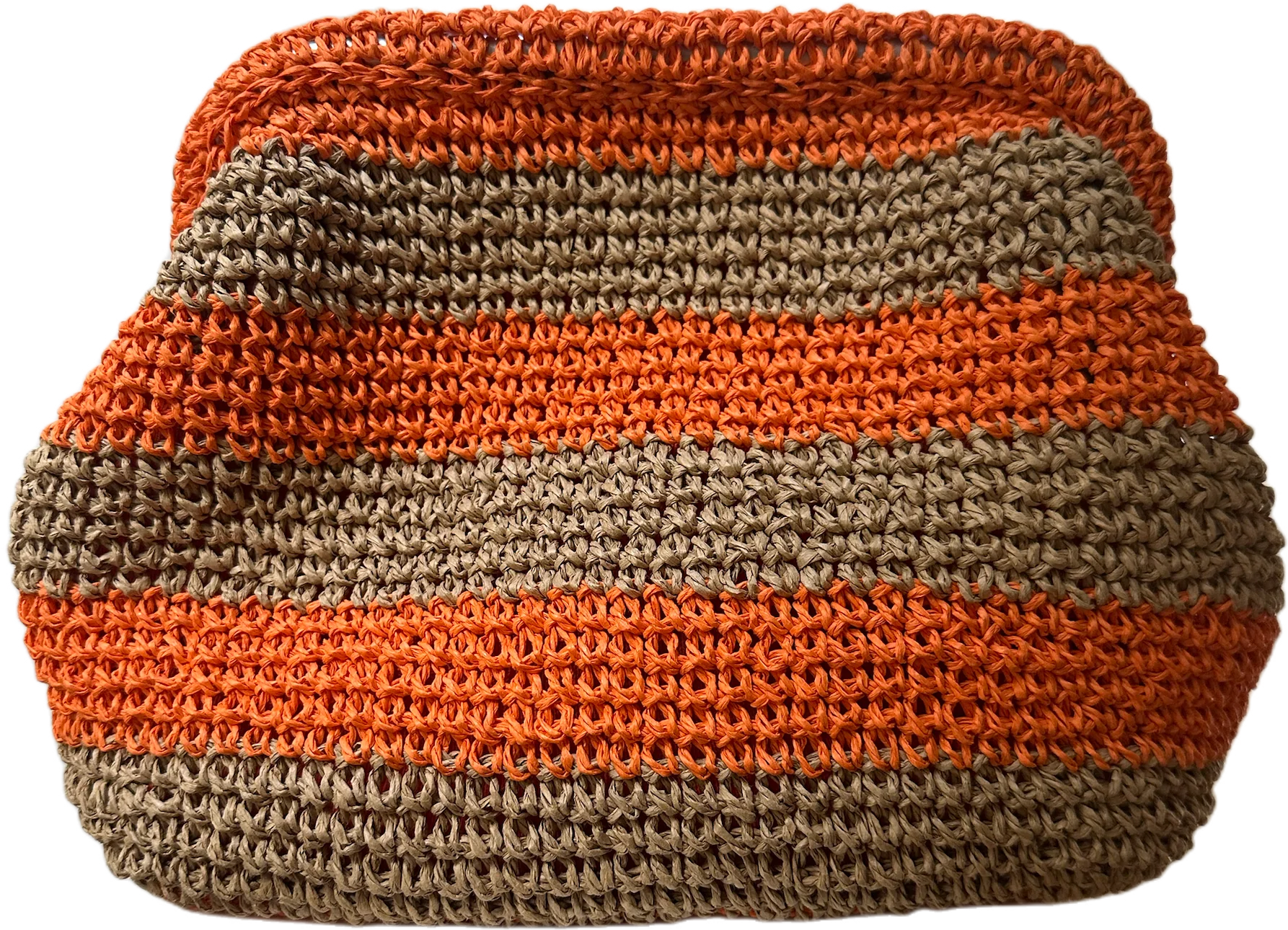 RAFFIA HANDWOVEN CLUTCH BAG -  TAN/ORANGE - CIE CIE