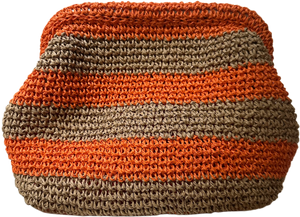 RAFFIA HANDWOVEN CLUTCH BAG -  TAN/ORANGE - CIE CIE