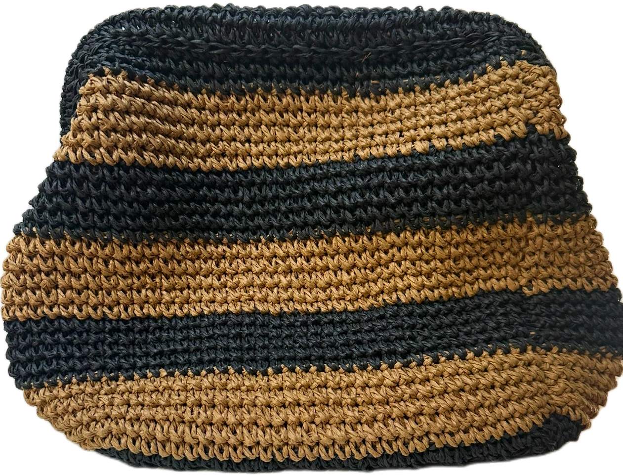 RAFFIA HANDWOVEN CLUTCH BAG -  TAN/BLACK - CIE CIE