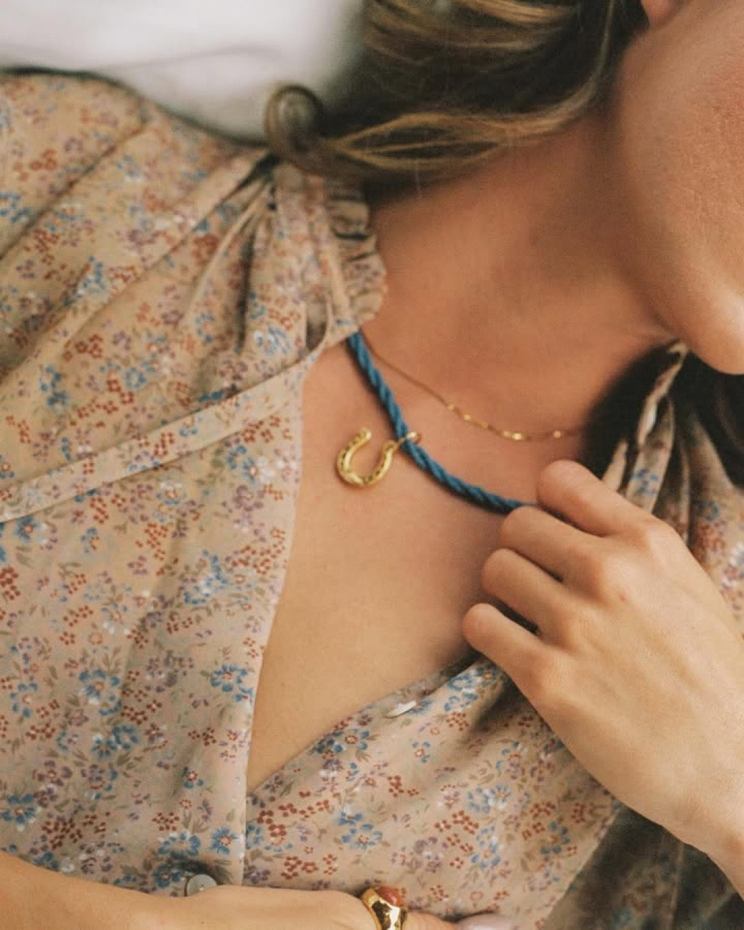 LADY LUCK NECKLACE - FADED DENIM - ANNI LU