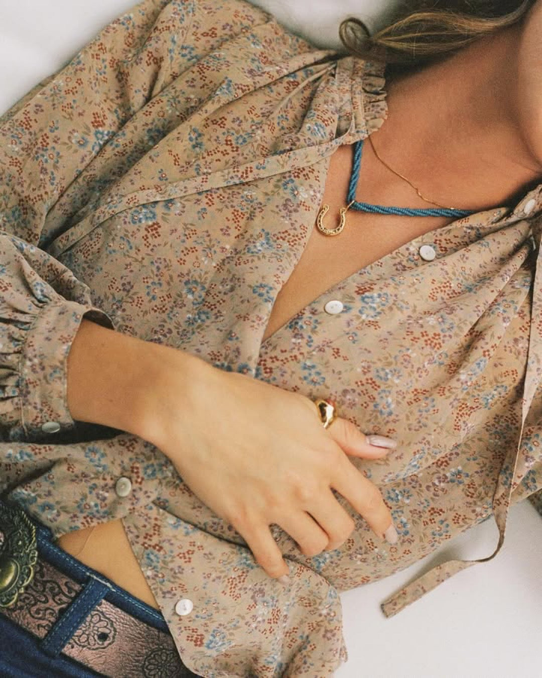 LADY LUCK NECKLACE - FADED DENIM - ANNI LU