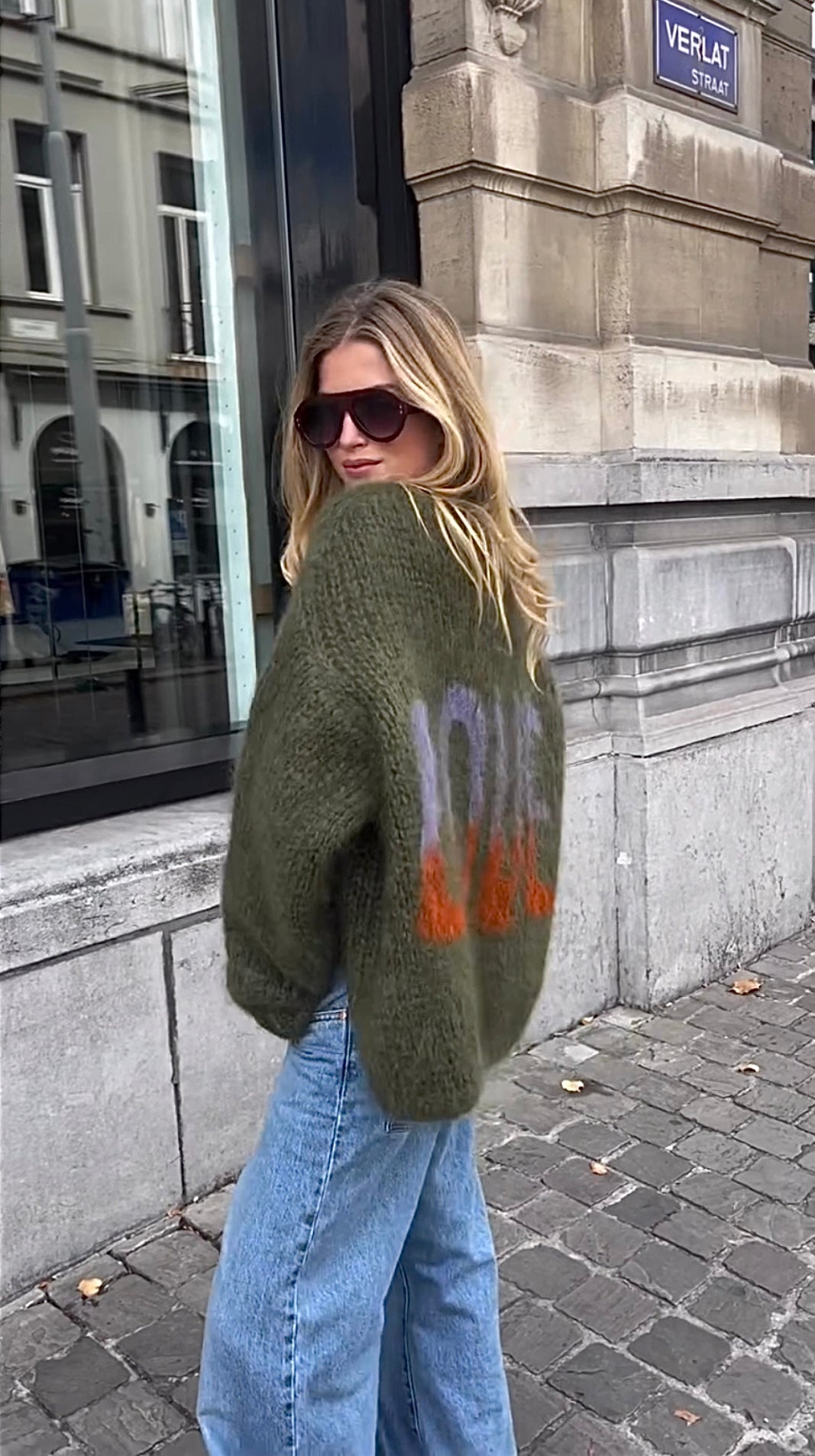 CHARLOTTE MOHAIR CARDIGAN - GRAFFITI KHAKI - LES TRICOTS D'O