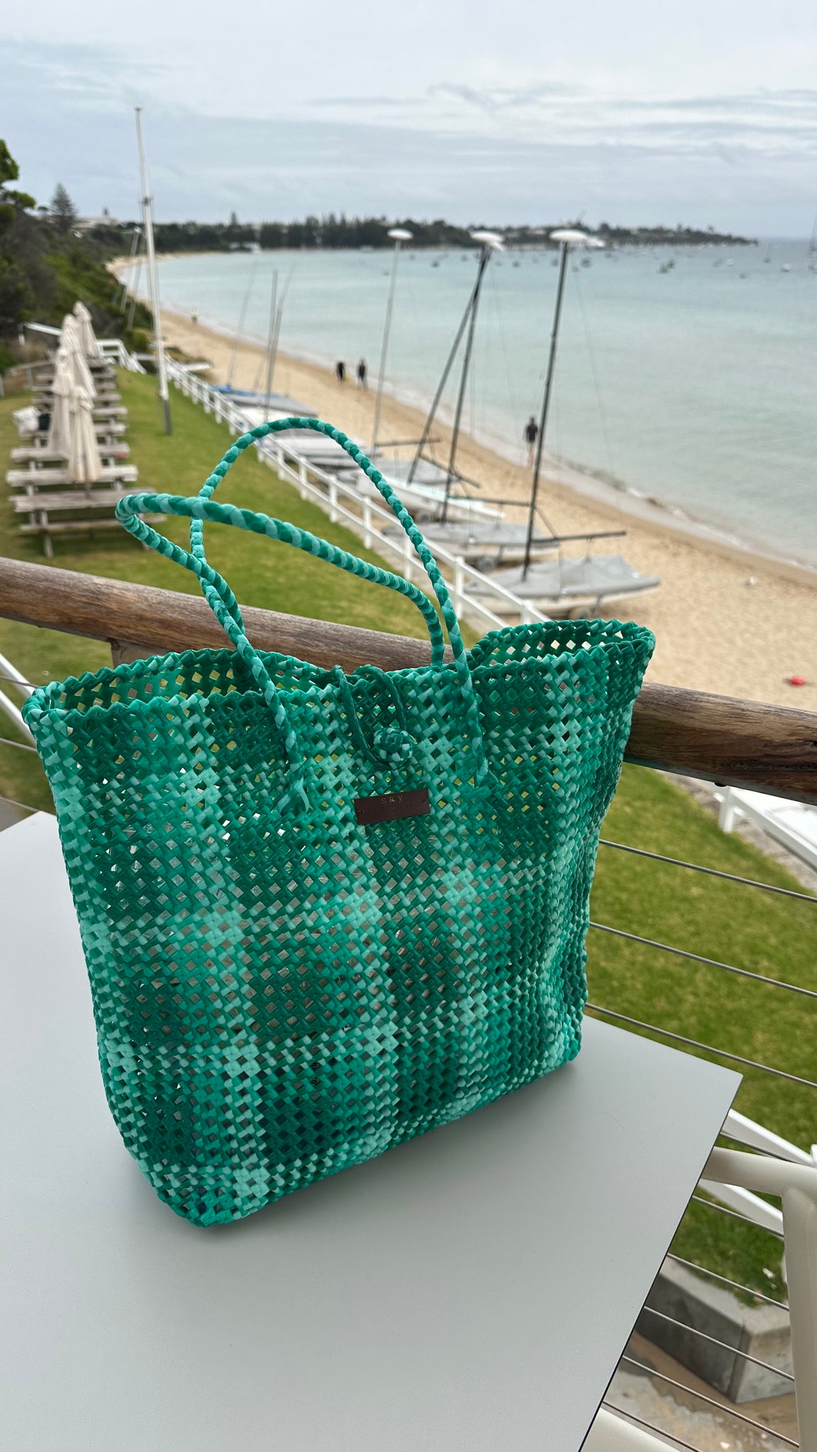 RECYCLED PLASTIC BASKET - GREEN - SAY THE LABEL